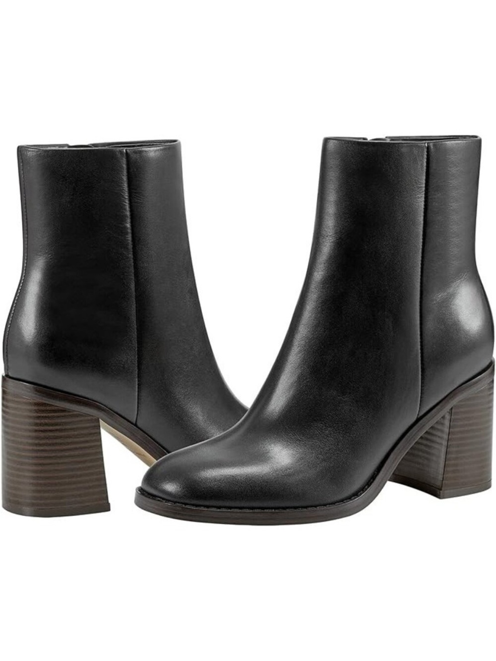 Marc Fisher Liana Black Leather Ankle Boots w/ Block Heel - size 9.5